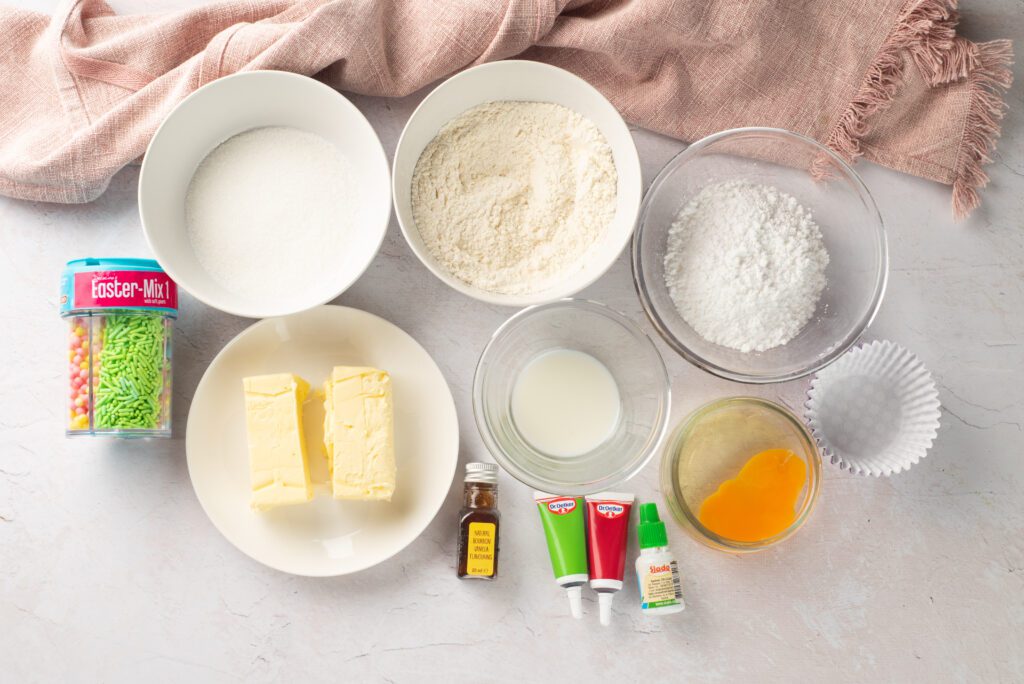 Easter vanilla cupcakes ingredients