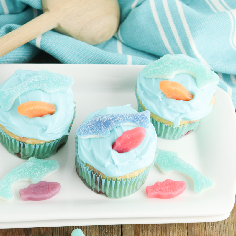 Shark Attack Poke Cakes