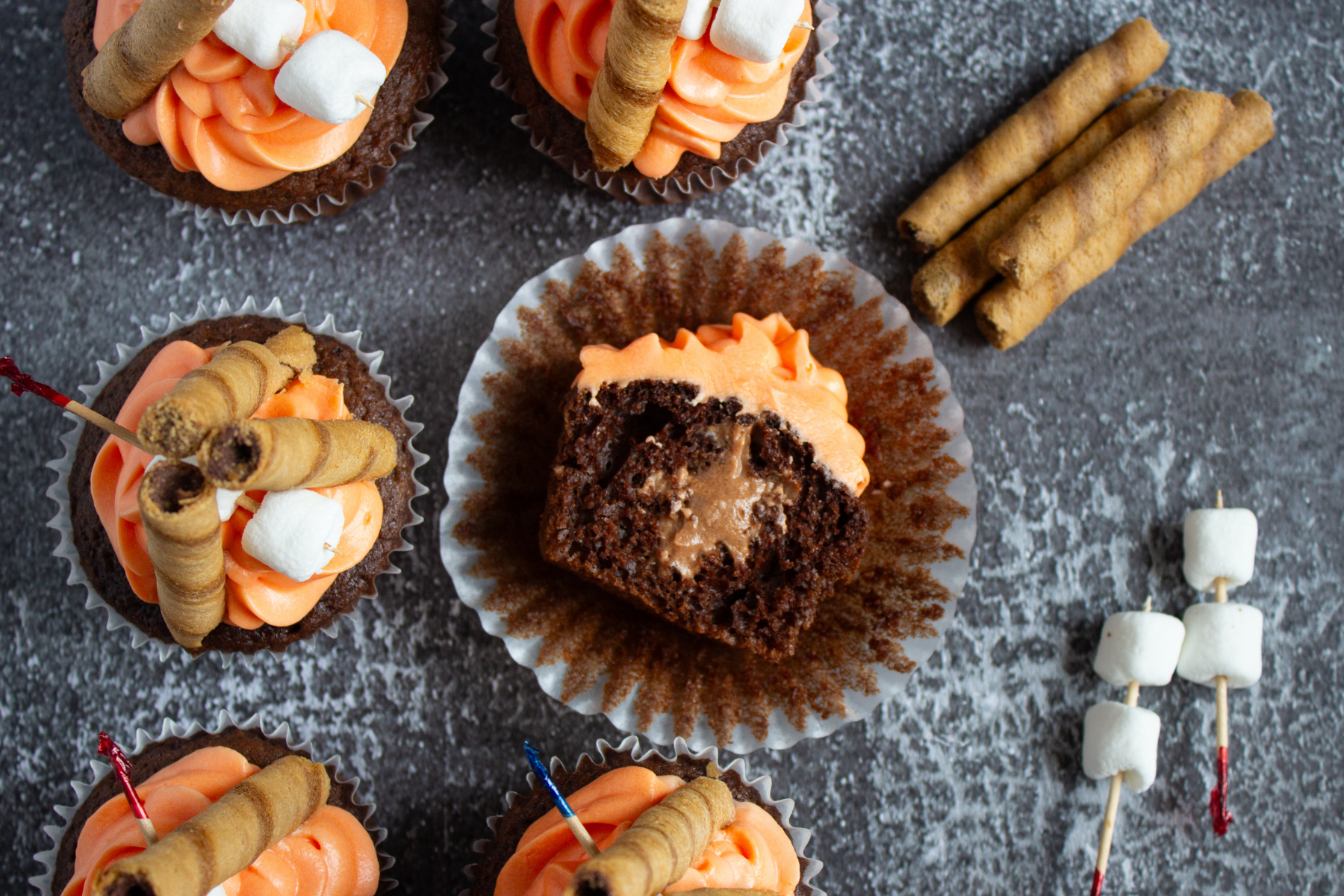 Cozy Up with These Bonfire Chocolate Nutella Cupcakes