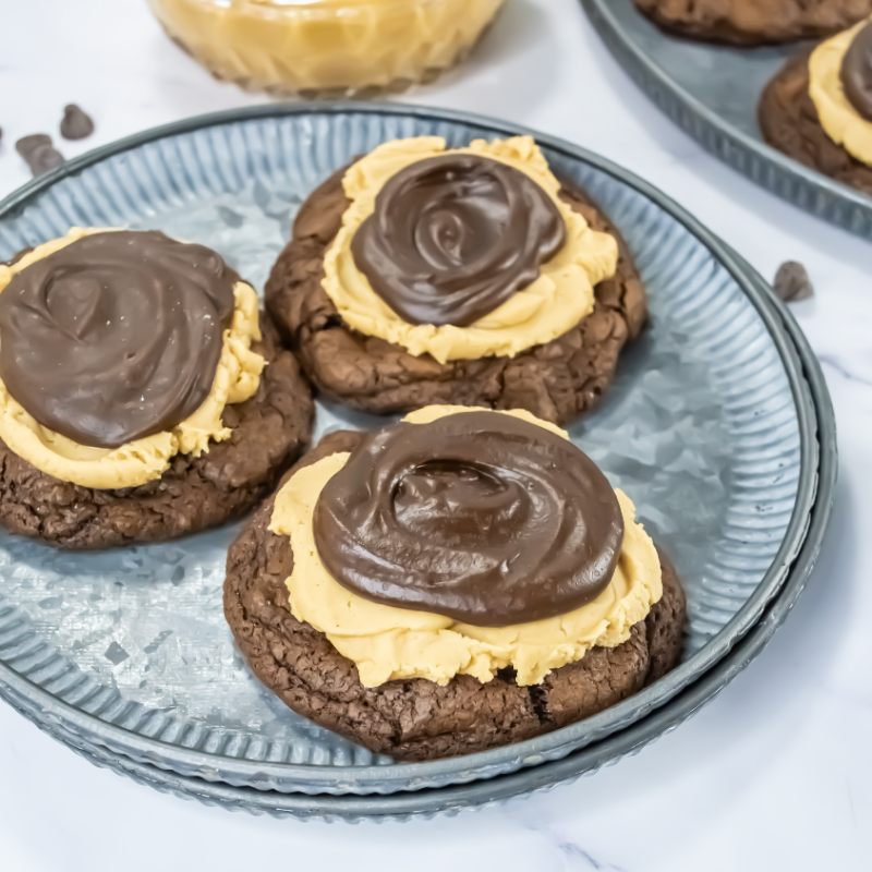 Crumbl Copycat Buckeye Brownie Cookies