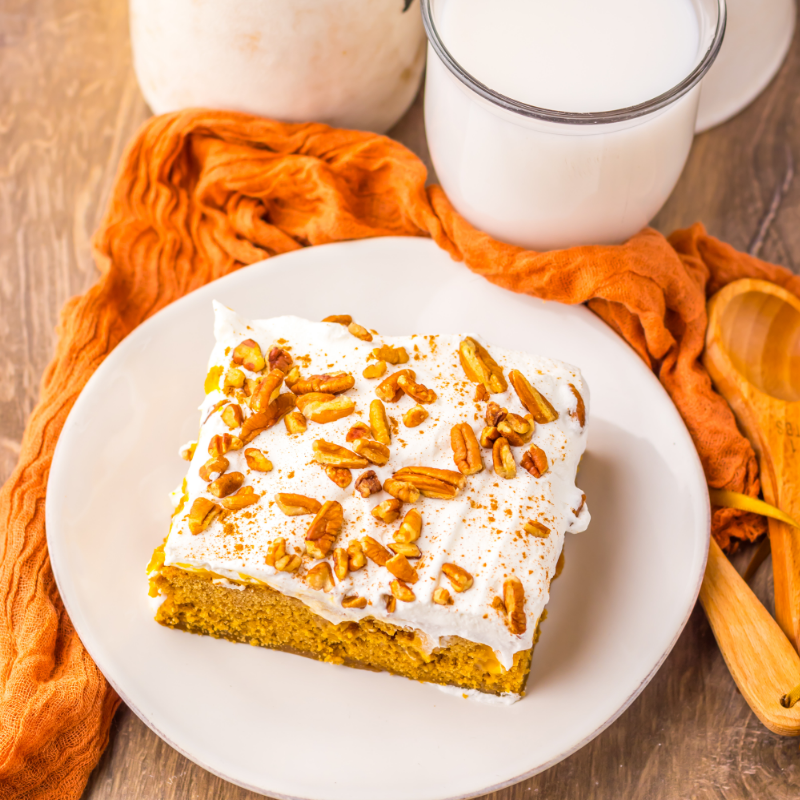 Pumpkin Gingerbread Poke Cake