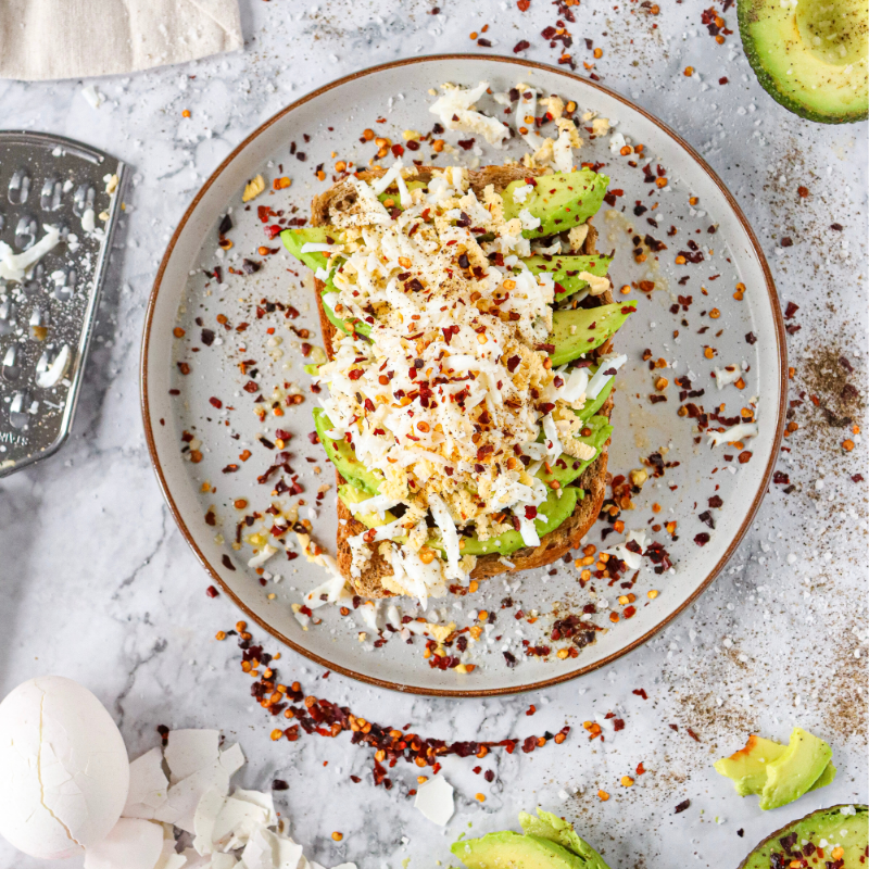Spicy Grated Egg Avocado Toast