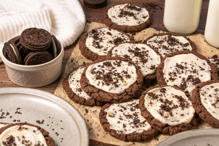 Bakery-Style Crumbl Copycat Frosted Oreo Cookies at Home