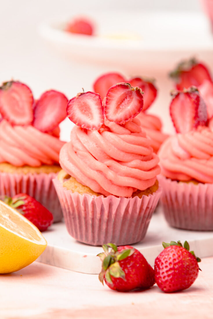 Strawberry Lemon Muffins with Strawberry Buttercream