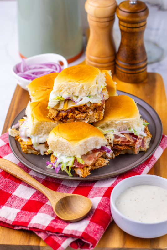 Bacon Ranch BBQ Chicken Sliders