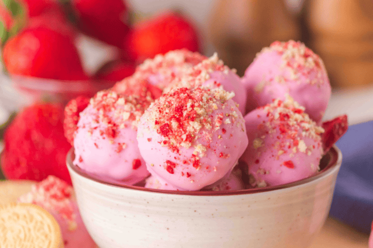 Easy Strawberry Cheesecake Truffles